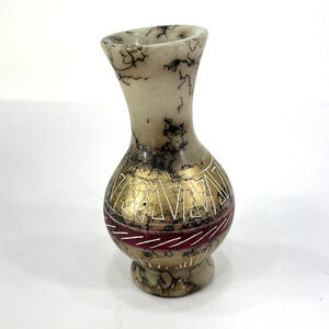 Native American Pottery Horse Hair Small Bud Vase Signed M.G. Navajo 5"